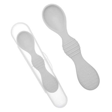 Imagem de Naroote Colher de Treinamento para Bebês, Colher de Silicone para Dentição, Alimentação Automática, Segura para Crianças Pequenas, Almoço (Cinza)