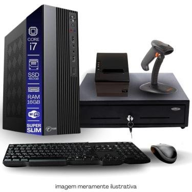 Imagem de Kit Automação PDV TOB Intel i7 16GB SSD 480GB Win10 Rede S/Fio Teclado Mouse Gaveta Dinheiro Impressora Térmica Leitor Código de Barras