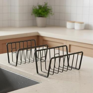 Imagem de Suporte de esponja para pia de cozinha; suporte de esponja com ventosa; design de cesta de arame aberto de secagem rápida com ventosas