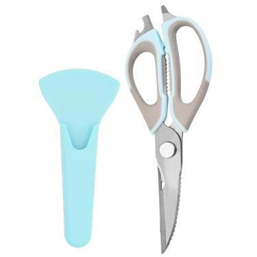 Imagem de Tesouras de cozinha resistentes com suporte magnético, podem ser lavadas na lava-louças, tesouras de cozinha de aço inoxidável, multifuncionais, conjunto de tesouras multiuso para alimentos, carne