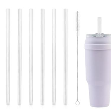 Imagem de 6 peças de substituição de canudos para Reduce Cold1 copo de 1,134 g e 1,417 g, canudos reutilizáveis de plástico com escova de limpeza, acessórios de copo de vidro compatíveis com Reduce