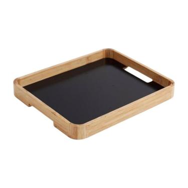 Imagem de Bandeja Retangular Bambu Mdf Basis Com Pegadores Alça Servir