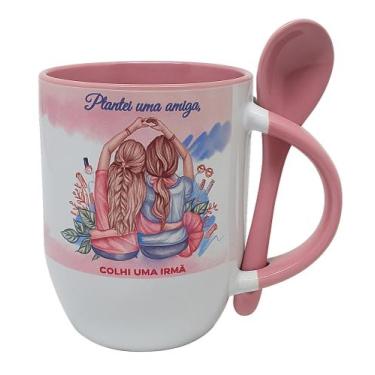 Imagem de Caneca Colher Rosa Presente Plantei Uma Amiga Colhi Uma Irmã - GMH