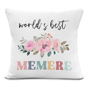 Imagem de laveliabel World's Best Memere Capas de almofada 45 x 45 cm, para vovó, presentes de memere, capas de almofada decorativas, capa de almofada de presente para avó para decoração de sofá de casa e