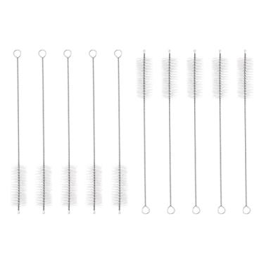 Imagem de HARFINGTON Conjunto de escovas de limpeza de palha, aço inoxidável 304 de comprimento e cerdas de nylon para garrafa de água, tubos de copo de canudo de silicone, branco (20 mm OD, conjunto de 10