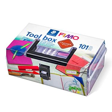 Imagem de STAEDTLER Caixa de ferramentas para modelagem com efeito couro FIMO 8019 01 - Kit inicial com 101 peças, ferramentas de modelagem e kit de carimbos
