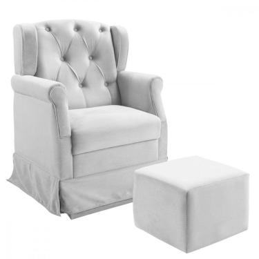 Imagem de Poltrona Balanço Ternura + Puff Em Corano - Star Confort Branco