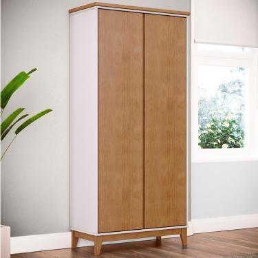 Imagem de Armário Multiuso 83cm 2 Portas Pé Madeira Solvi Off White/freijó F07 - Mpozenato
