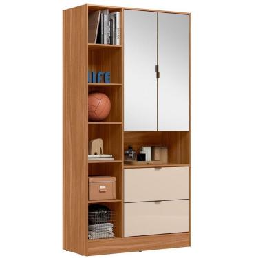 Imagem de Armário Multiuso Com 2 Portas E 2 Gavetas Com Espelho Joy Amendola Touch/off White - Demóbile