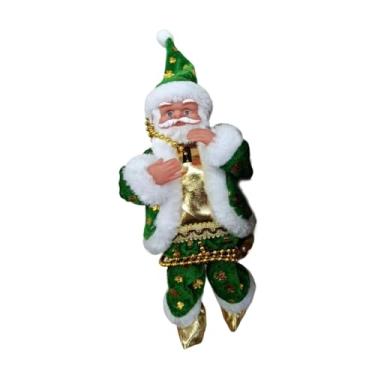 Imagem de shamjina Papai Noel escalando, enfeite musical para árvore de Natal, decoração pendurada, decoração de feriado para festa de ano, parede, porta, janela, Verde