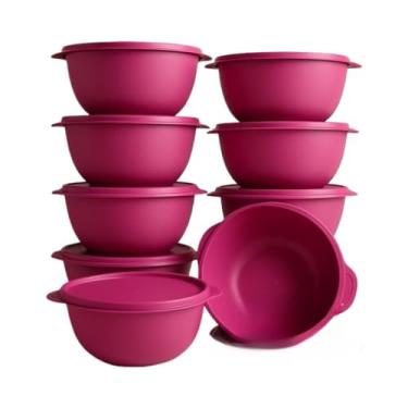 Imagem de Pote de Vidro Com Tampa Bambu,Kit Com 15 Potes PláSticos HerméTicos para Cozinha(10 potes rosa)