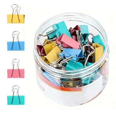 Imagem de Conjunto de clipes de fichário de metal de 40 peças, grampos de papel coloridos de 19 mm para documentos de escritório, arquivos, contas, organização de negócios