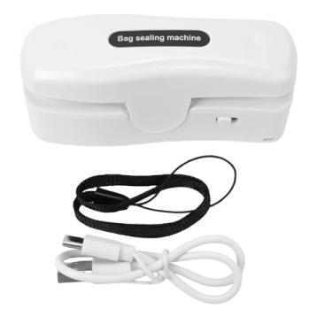 Imagem de ASHATA Mini Selador de Saco 2 Em 1, Máquina Seladora de Saco Recarregável Usb, Ferramenta de Vedação Térmica, para de Lanche de Plástico, Armazenamento de Alimentos (Branco)