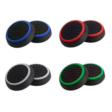 Imagem de 4 Pares Grip Borracha Silicone Botão Compatível com Controle Gamer Borrachinha Protetor Analógico