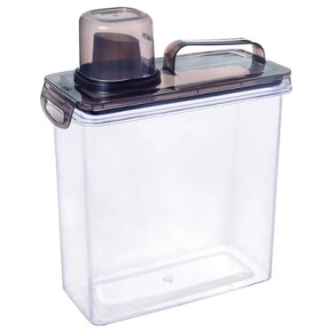 Imagem de Kit Pote Hermético Dispenser Multiuso 3 Litros Com Copo Dosador E Travas Lavanderia Cozinha Despensa (Fumê | Unidade)