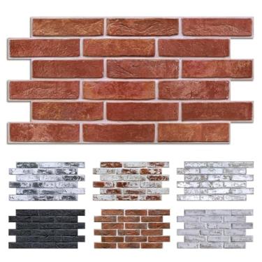 Imagem de Commomy Painéis de parede de tijolos 3D que descascam e colam - 12 peças de 58 cm x 30 cm - Papel de parede fino e UrltraLight de tijolo falso para cozinha, quarto, sala de estar, fundo de TV, trailer