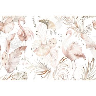 Imagem de Livelynine Papel de parede flamingos rosa de 43 x 700 cm, descasque e cole