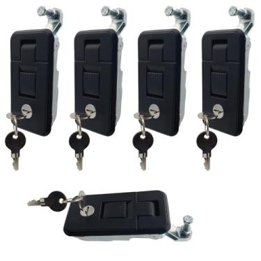 Imagem de 5 pacotes de trava de avião de alavanca de compressão com chaves, trava de liga de zinco, segurança resistente para trailer, trailer, caravana, motorhome, equipamento de armário elétrico, caminhão