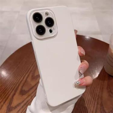 Imagem de Capa protetora de lente de cobertura total fosca simples para iPhone 16, 15, 14, 13, 12, 11 Pro Max Plus, capa rígida de PC ultrafina, branco antigo, para iPhone 14