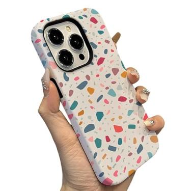 Imagem de MYY Compatível com iPhone 16, capa de celular híbrida brilhante de 2 camadas de prevenção de queda (grafite colorido, iPhone 16)