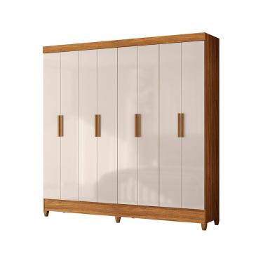 Imagem de Guarda Roupa Marajo Grande Quarto Casal 8 Portas 2 Gavetas Freijo Com Off White