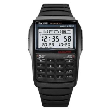 Imagem de Relógio Com Calculadora Esportiva De Tempo Duplo Contagem Regressiva Casual Preto