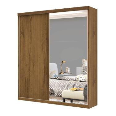 Imagem de Guarda Roupa Solteiro 2 Porta De Correr E 3 Espelhos Cléo Minastex Freijó