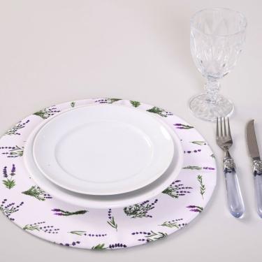 Imagem de Sousplat Estampado Allegra 2 Peças Capa  e Base MDF 35cm Diâmetro 100% Poliéster - Lavanda