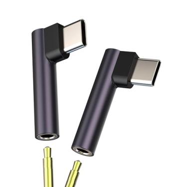 Imagem de Adaptador de áudio USB C para 3,5 mm (pacote com 2) para iPhone 17 16 15 Pro Max DAC conector de fone de ouvido dongle fêmea para plugue divisor com fio Apple compatível com Samsung Galaxy S25 S24