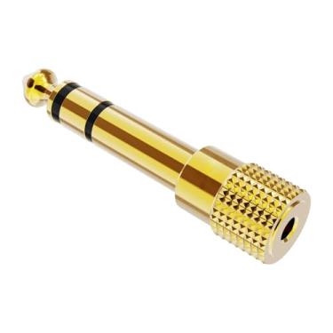 Imagem de Adaptador de áudio de fone de ouvido de 6,35 mm a 3,5 mm macho para fêmea, conversor de áudio banhado a ouro para celular, alto-falante, microfone, iPod, receptor, guitarra, piano digital