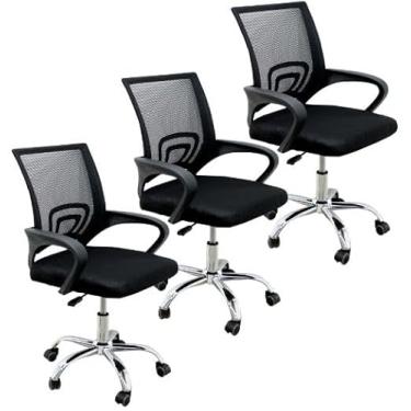 Imagem de Kit 3 Cadeiras De Escritório Mesh New Java Secretária Ergonômica sala de reunião