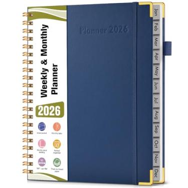 Imagem de Agenda A4 espiral 2026, janeiro de 2026 a dezembro de 2026, agenda diária de 12 meses, 21,6 x 28 cm, agenda semanal e mensal, livro de calendário de capa dura, material escolar para trabalho, escola