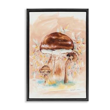 Imagem de Stupell Industries Arte de parede em tela flutuante dourada trio de cogumelo terroso marrom, design por Cady Driver, 78 x 53 cm