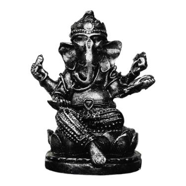 Imagem de Ioensy Estátua ornamental do Senhor Ganesha, escultura portátil de Buda feita à mão, estatueta de Ganesha para mesa, decoração de inauguração de casa ou, Preto 4.7x4.2x6cm