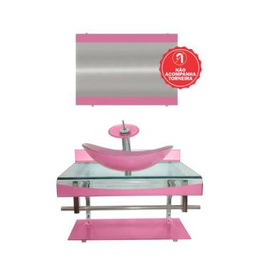 Imagem de Gabinete de Vidro 90cm para banheiro Luxemburgo - EKASA, Rosa