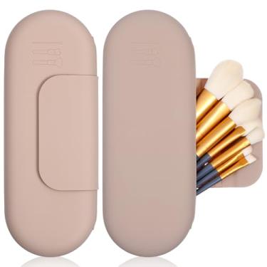 Imagem de Yolev Suporte de escova de maquiagem de silicone, estojo de pincel de maquiagem para viagem com fecho - atualização anti-queda, bolsa de cosméticos portátil macia, organizador de higiene pessoal
