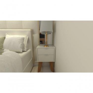 Imagem de Mesa De Cabeceira 30cm Branco Off White Com Gaveta E Pés