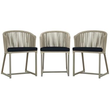 Imagem de 3 Cadeiras De Jantar Noronha Fendi Corda Náutica E12 Trama Rami