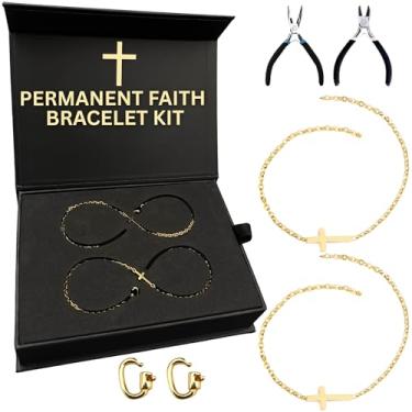 Imagem de Kit de pulseiras permanentes para casais – Kit de fabricação de pulseiras baseadas na fé – Pulseiras de amizade DIY de aço inoxidável – Presente para aniversário, atividade noturna – Pulseiras para