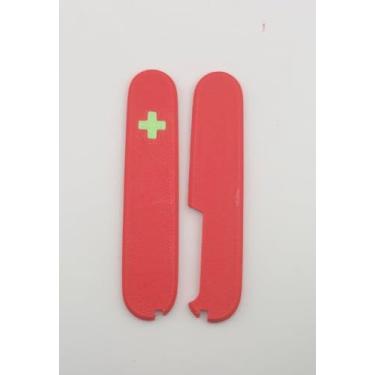 Imagem de Balanças de plástico personalizadas para Victorinox 91 mm | Capas de alça com logotipo da cruz que brilha no escuro e slots para pinças, palitos de dente e pino | Atualização de canivete suíço leve e
