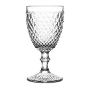 Imagem de Conjunto de 6 Taças de Vinho em Vidro Transparente, Design Retrô com Listras em Relevo, 250ml, Altura 15cm, Lavável na Máquina, Uso para Servir Vinho