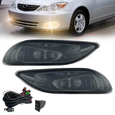 Imagem de Conjunto de faróis de neblina para 2002 2003 2004 Camry, 2005 2006 2007 2008 Corolla, Solara 2002 2003 com kit de interruptor, fiação e lâmpadas de halogênio - lente fumê