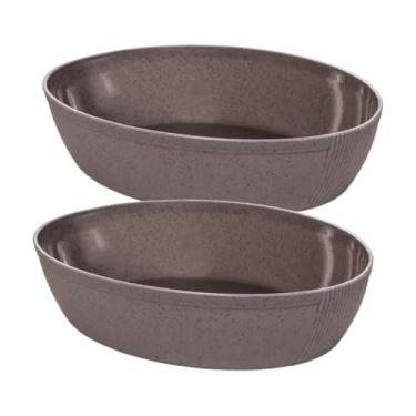 Imagem de Kit 2 Travessas Oval Premium 2 Litros Saladeira Para Servir A Mesa Buffet Porções (Cinza | Kit 2)
