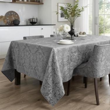 Imagem de Toalha de mesa Paris Jacquard para mesas de 4 a 10 cadeiras(Cinza,1,40 x 3,20)