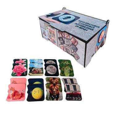 Imagem de Estojo Mdf Com Jogo Da Memória 8 Pares Em Braile Alto Relevo - Coleção