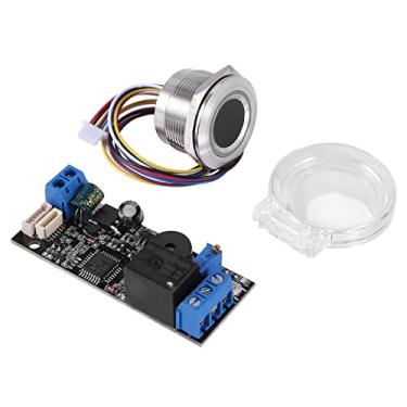 Imagem de Hubceuo Placa de controle de impressão digital K202 DC12V de baixa potência + módulo de impressão digital R503 redondo módulo de reconhecimento de impressão digital, preto