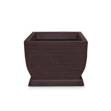 Imagem de Vaso De Planta + Prato Quadrado Em Polietileno 30X40 M Café - Foster P