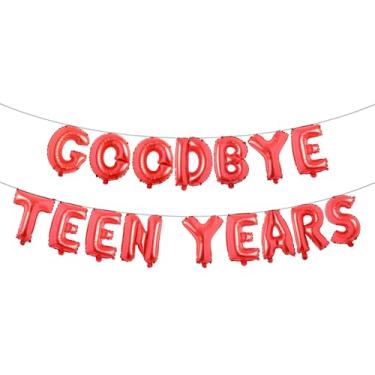 Imagem de 40,6 cm Adeus Adolescentes Anos 20º Aniversário Decoração Festa Folha Balões Banner para Feliz Vinte Anos Adolescentes Homens Mulheres Classe Reunião Artigos de Festa (GOODBYE TEEN YEARS Red)