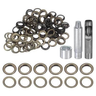 Imagem de HARFINGTON Kit de ferramentas de ilhós de 100 peças, conjunto de ilhós de cobre de 17 mm com furador oco, ferramentas de fixação de ilhós para roupas cinto de tecido de couro, bronze