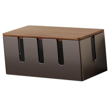 Imagem de Generic Régua de tomadas e caixa para esconder cabos, organizador de cabos de chão, organizador de mesa de madeira para esconder cabos de câmeras.